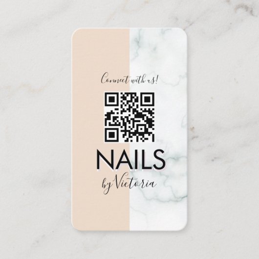 Marble Nail Salon Beauty Colorblock QR Code Visitekaartje (Voorkant)