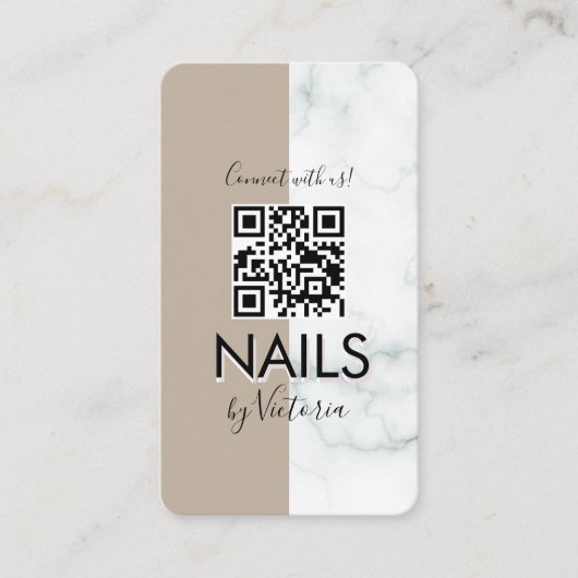 Marble Nail Salon Beauty Colorblock QR Code Visitekaartje (Voorkant)