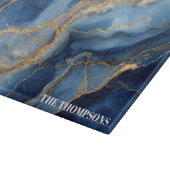 Marble Navy Blue Gold Glitter Elegant Personalized Snijplank (Hoek)