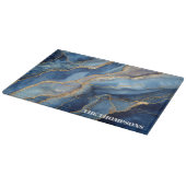 Marble Navy Blue Gold Glitter Elegant Personalized Snijplank (Hoek)