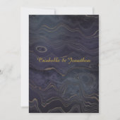 Marble Navy Gold Unique Wedding Invitations Kaart (Voorkant)