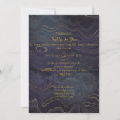 Marble Navy Gold Unique Wedding Invitations Kaart (Achterkant)