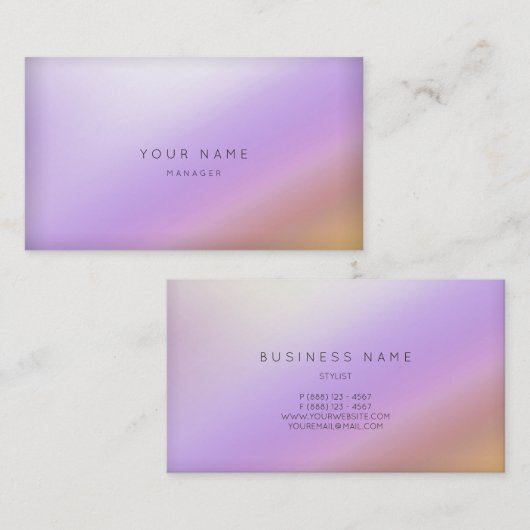 Marble Ombre Paars Gold White Minimale Vip Visitekaartje (Voorkant / Achterkant)