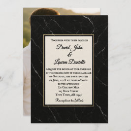 Marble Onyx Photo Wedding Invitation Kaart