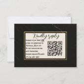 Marble Onyx QR Code Wedding RSVP Kaart (Voorkant)