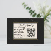 Marble Onyx QR Code Wedding RSVP Kaart (Staand voorkant)
