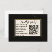 Marble Onyx QR Code Wedding RSVP Kaart (Voorkant / Achterkant)