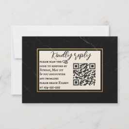 Marble Onyx QR Code Wedding RSVP Kaart