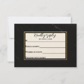 Marble Onyx Wedding RSVP Card (Voorkant)