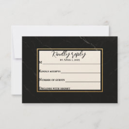 Marble Onyx Wedding RSVP Card Kaartje