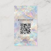 Marble Opal Holographic Glitter QR-code Visitekaartje (Achterkant)