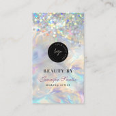 Marble Opal Holographic Glitter QR-code Visitekaartje (Voorkant)