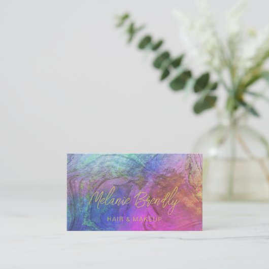 Marble Opal Holographic Pattern Visitekaartje (Staand voorkant)