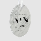 Marble Our First Kerstmis als Mr & Mrs Wedding Ornament (voorkant)