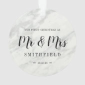 Marble Our First Kerstmis als Mr & Mrs Wedding Ornament (achterkant)