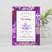 Marble Paars Burgundy Pour Painting Wedding Kaart (Staand voorkant)
