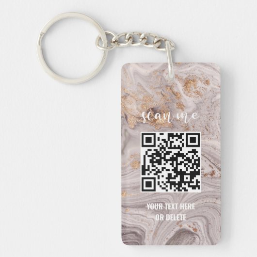Marble Paars Gold Uw Logo QR Code Business Sleutelhanger (Voorkant)
