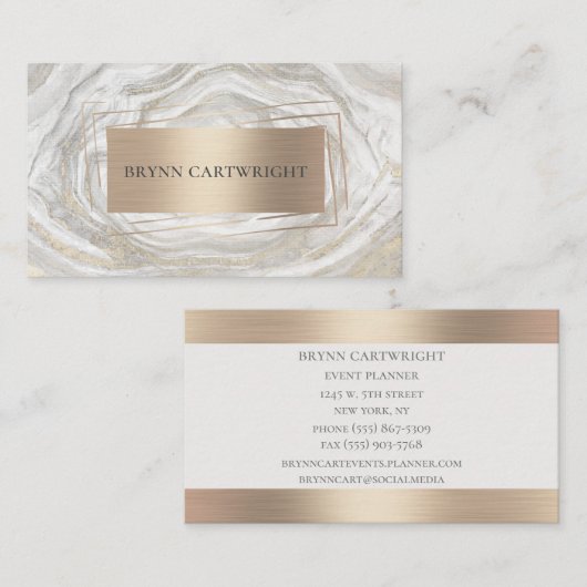 Marble Paint White en Gold Modern Elegant Visitekaartje (Voorkant / Achterkant)