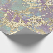 Marble Pastel Gold Aqua Strokes Gift Idee Cadeaupapier (Hoek)