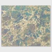 Marble Pastel Gold Blue Blauwgroen Strokes Gift Id Cadeaupapier (Vlak)