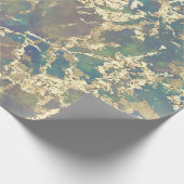 Marble Pastel Gold Blue Blauwgroen Strokes Gift Id Cadeaupapier (Hoek)