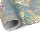 Marble Pastel Gold Blue Blauwgroen Strokes Gift Id Cadeaupapier (Rol Hoek)