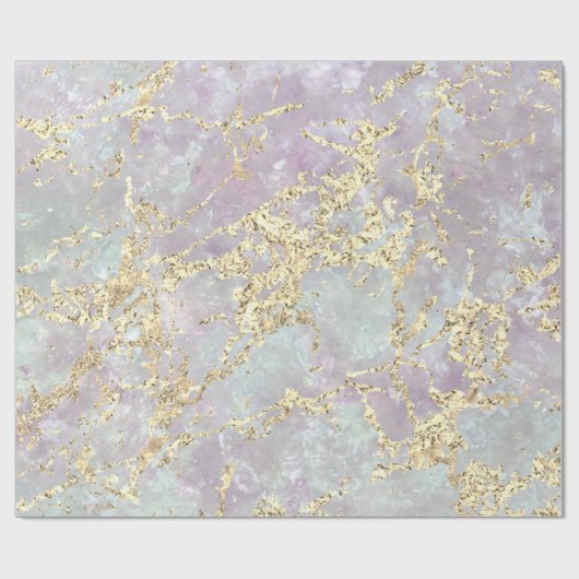 Marble Pastel Gold Blue Strokes Gift Idee Cadeaupapier (Vlak)