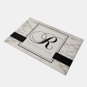 Marble Pattern Black Monogram R Naam legant toevoe Deurmat (Schuin)