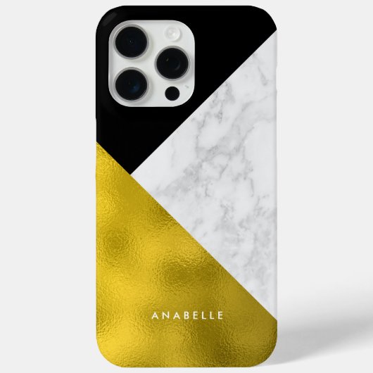 Marble Pattern en Faux Gold Foil Case-Mate iPhone Case (Achterkant)