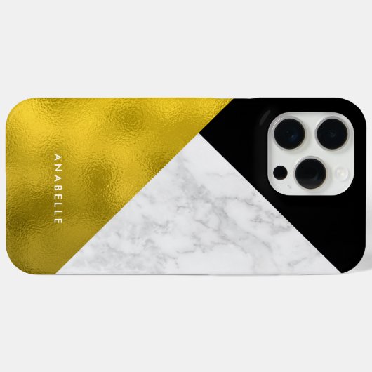 Marble Pattern en Faux Gold Foil Case-Mate iPhone Case (Achterkant (horizontaal))