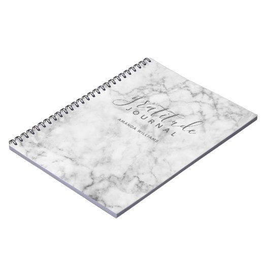 Marble Pattern Gratitude Journal - grijs en wit Notitieboek (Linkerzijde)