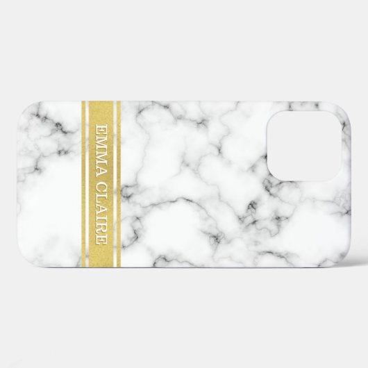 Marble Pattern met Gold Name Bord Case-Mate iPhone Case (Achterkant (horizontaal))