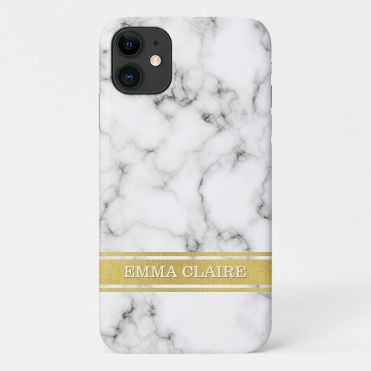 Marble Pattern met Gold Name Bord Case-Mate iPhone Case (Achterkant)