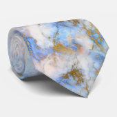 MARBLE PATTERNED BLUE GOLD SWIRL STROPDAS (Opgerold)