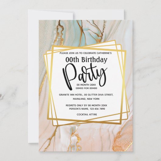 Marble peach Gold granite geometrische verjaardags Kaart (Voorkant)