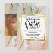 Marble peach Gold granite geometrische verjaardags Kaart (Voorkant / Achterkant)