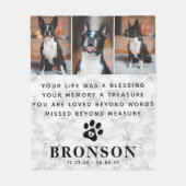 Marble Pet Loss Memorial Quote & Photo Collage Fleece Deken (Voorkant)