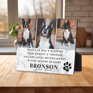 Marble Pet Loss Memorial Quote & Photo Collage Fotoplaat