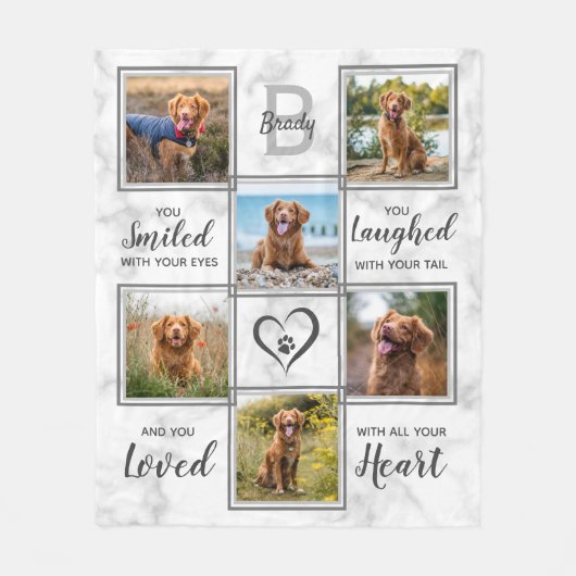 Marble Pet Memorial Keepomwille Photo Collage Fleece Deken (Voorkant)