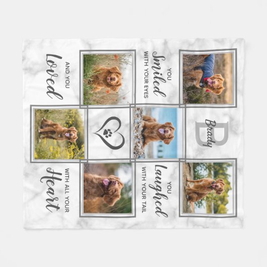 Marble Pet Memorial Keepomwille Photo Collage Fleece Deken (Voorkant (Horizontaal))