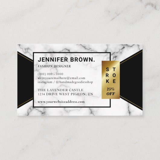 Marble Photo Booth Lijst Visitekaartje (Achterkant)