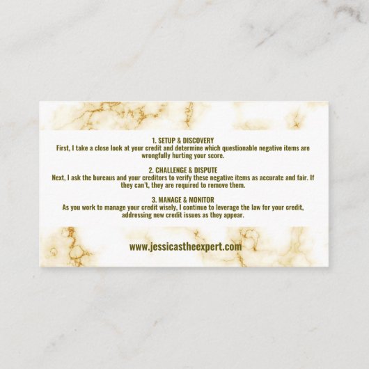 Marble Photo Credit Repair Visitekaartje (Achterkant)
