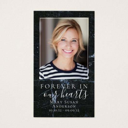 Marble Photo Funeral Memorial Prayer Card Visitekaartje (Voorkant)
