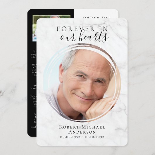 Marble Photo Funeral Programme Programmakaart (Voorkant / Achterkant)