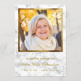 Marble Photo Memorial Gold Sympathie Bedankkaart