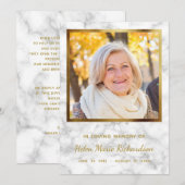 Marble Photo Memorial Gold Sympathie Bedankkaart (Voorkant / Achterkant)