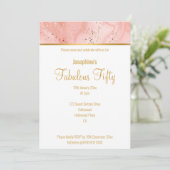 MARBLE PINK ABSTRACT GOLD CUSTOM INVITATION KAART (Staand voorkant)