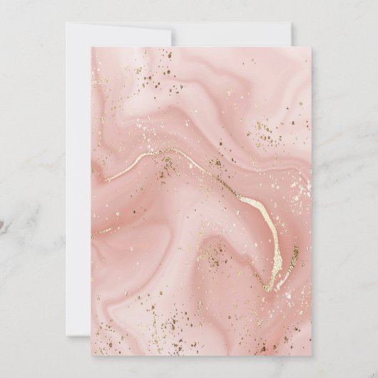 MARBLE PINK ABSTRACT GOLD CUSTOM INVITATION KAART (Achterkant)