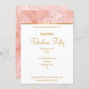 MARBLE PINK ABSTRACT GOLD CUSTOM INVITATION KAART