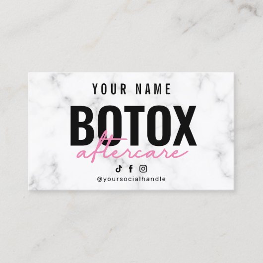 Marble Pink Botox Aftercare Card Visitekaartje (Voorkant)
